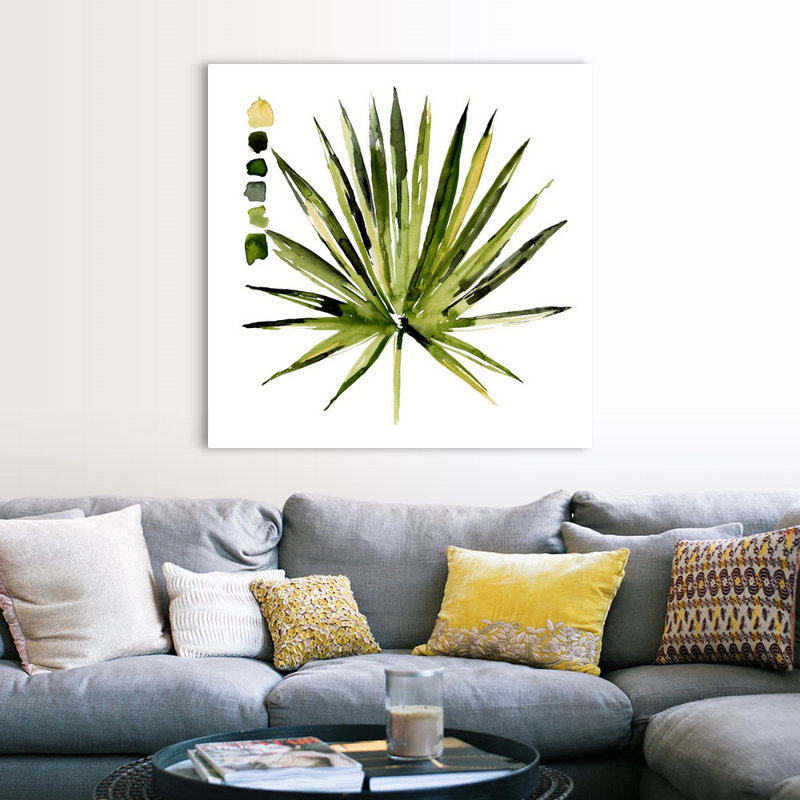 «Watercolor Palmetto Palmiers I», art mural sur toile, Toile tendue, H 48 po x l 48 po