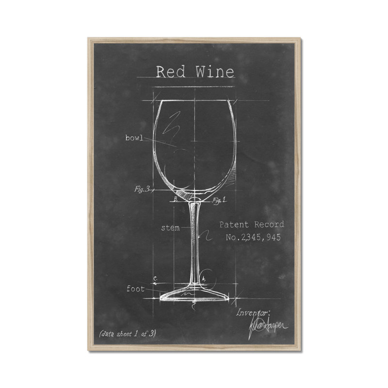 Barware Blueprint III by Ethan Harper - Painting, Natural Wood Framed Paper Print, 80cm H x 55cm W
