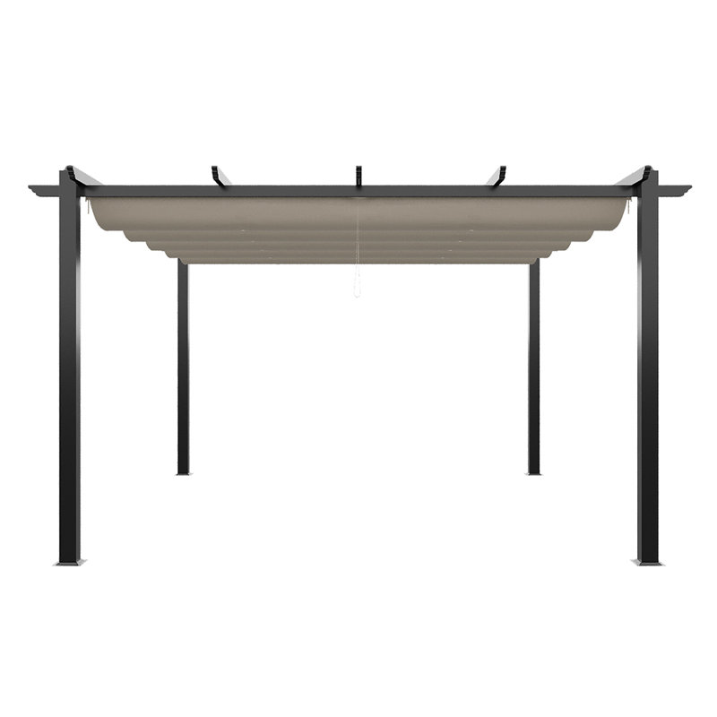 Aluminium Pergola with Retractable Roof, Beige