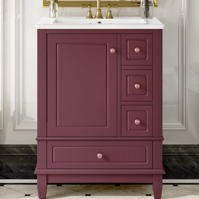 24" bathroom vanity with ceramic sink