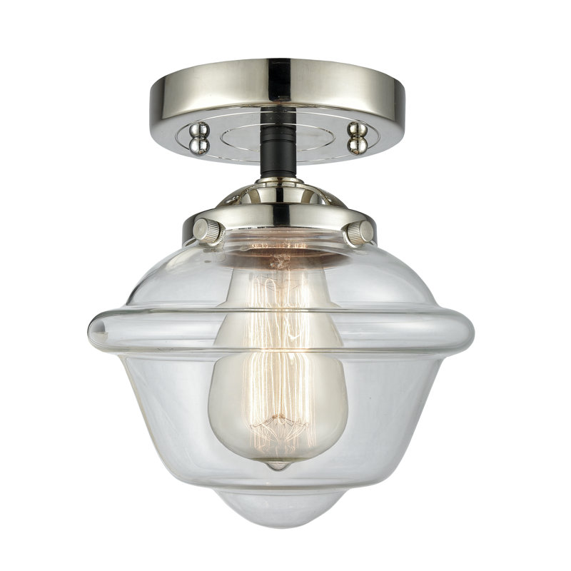 Plafonnier semi-encastré 1 lumière 7,5 po Baptiste, Blanc mat, Ampoule non incluse, Nickel poli noir