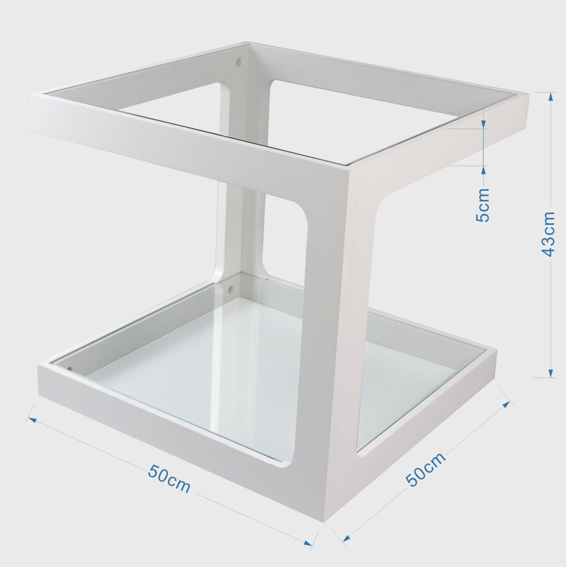 Williams Glass Top Floor Shelf End Table, White