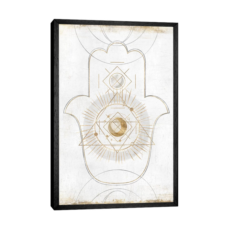 Gold Hamsa II by Isabelle Z - Print on Canvas, Black Framed, 66.04 cm H x 45.72 cm W