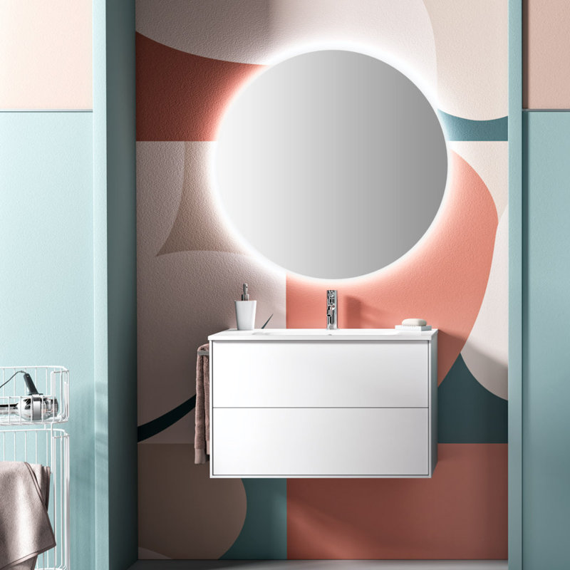 Canvar 81mm Single Bathroom Vanity with Drop In Ceramic Basin, White