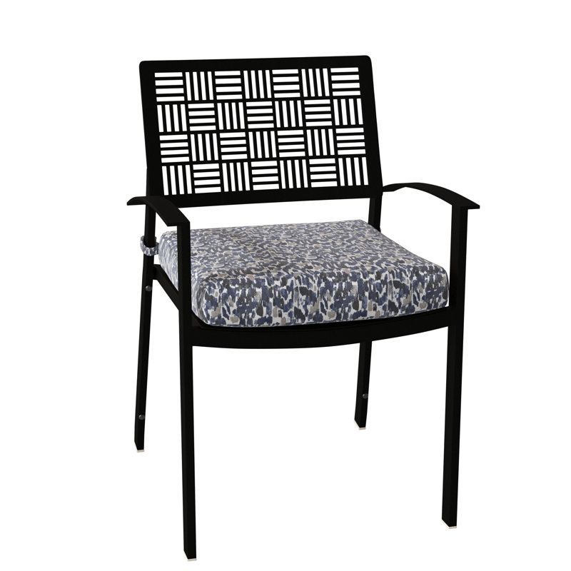 New Century Outdoor Dining Armchair, Textured Black, Spectrum Denim Sunbrella® Plainweave
