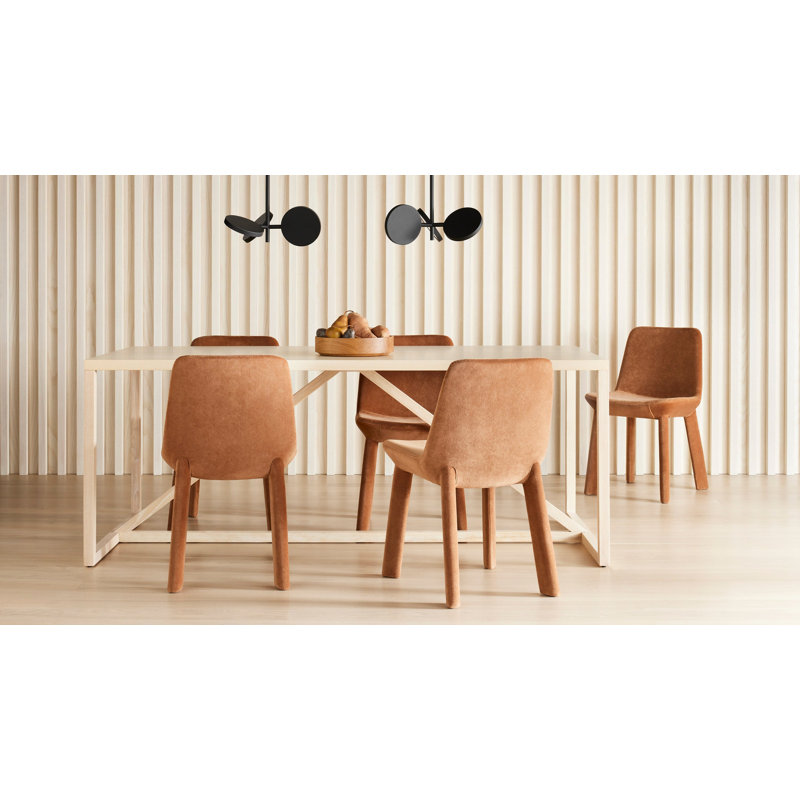 Strut Walnut Wood Dining Table, Standard (29" Height), 28" W x 56" L, Whitewashed Ash