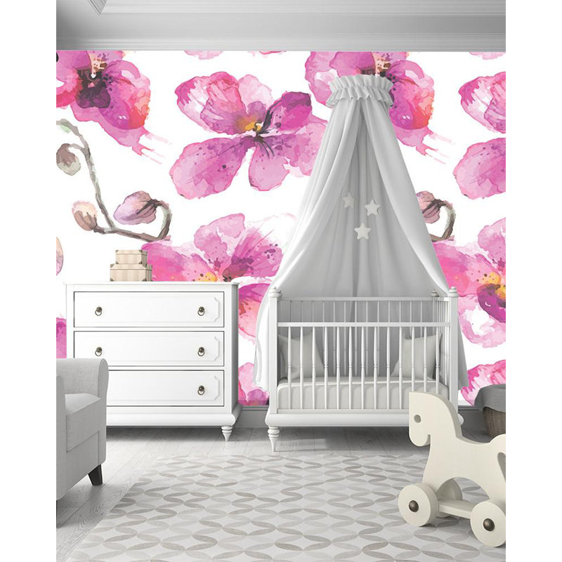Murale orchidée florale et botanique, l 96 po x L 144 po