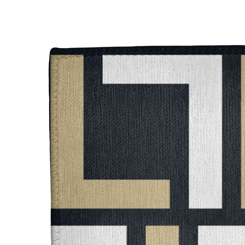 Tapis géométrique noir / beige / blanc, Rectangle 8 pi x 10 pi