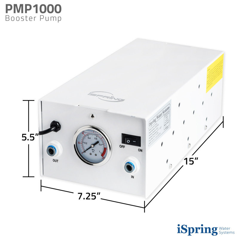 Pompe d'appoint iSpring PMP1000 pour membrane à haute capacité et système d'osmose inverse commercial jusqu'à 120 psi, raccord rapide 3/8 po