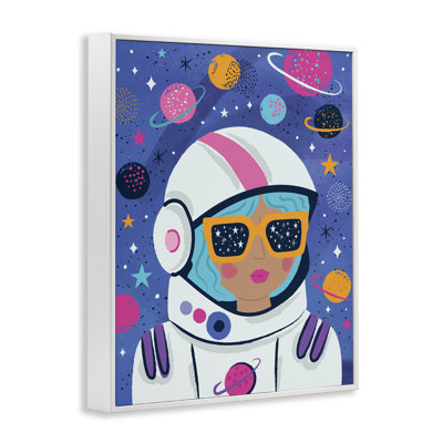 Astronaute Gal dans l'espace gris, estampe numérique par Lisa Perry White
