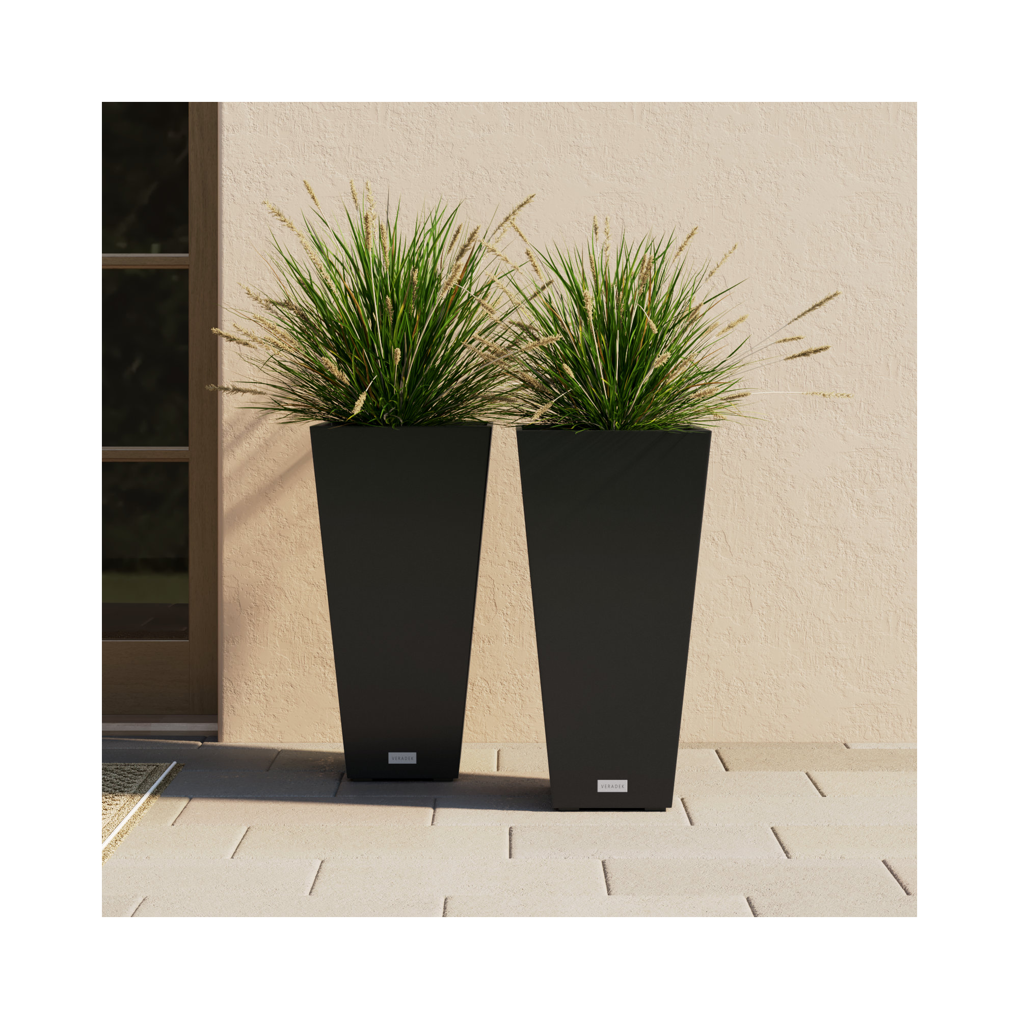Pure Series Midland Planter, Black, 2, 30" H x 15.25" W x 15.25" D