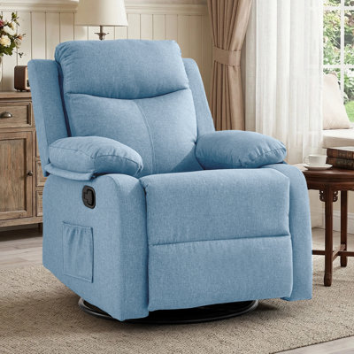 Fauteuil inclinable, fauteuils inclinables et pivotants à 360 ° pour le salon, fauteuil inclinable pour les petits espaces, fauteuil inclinable manuel en tissu avec coussins latéraux