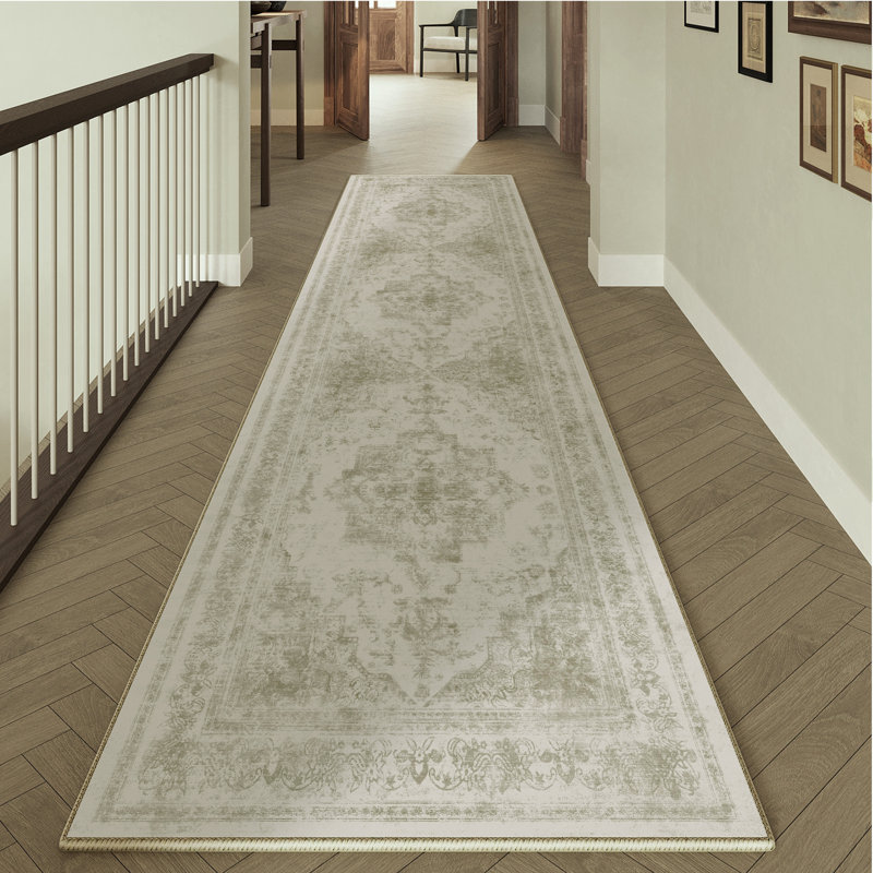 Elaine Machine Washable Oriental Area Rug with Non-Slip Backing, Runner 2' x 8'