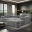 Canapé modulaire en forme de L compressé, canapé moelleux en velours côtelé avec assise profonde, aucun assemblage requis-1589239756