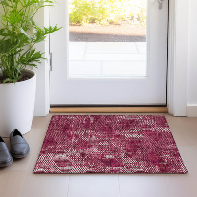 Premium Machine Washable Prisco Burgundy Rug