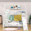Lit superposé simple en bois avec rampe d'escalade et filets d'escalade Chaudhry-2109917604