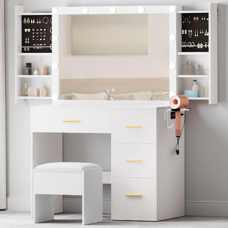 Meuble-lavabo avec 4 tiroirs et miroir lumineux