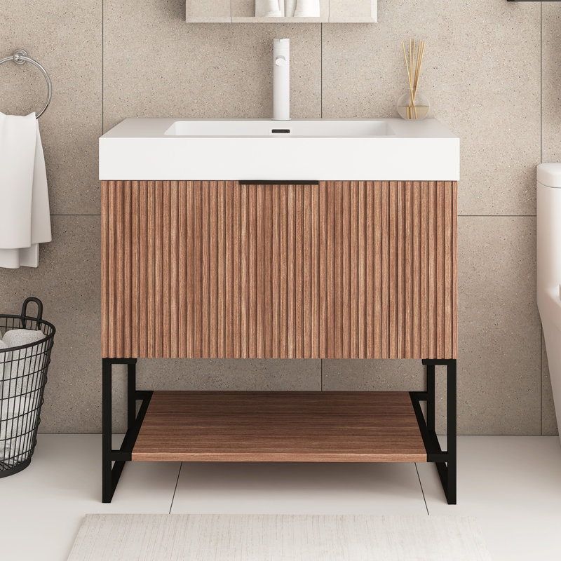 30 po Meuble-lavabo avec tiroir et tablette ouverte