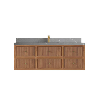 Meuble-lavabo simple 60 po avec comptoir en quartz 60 po