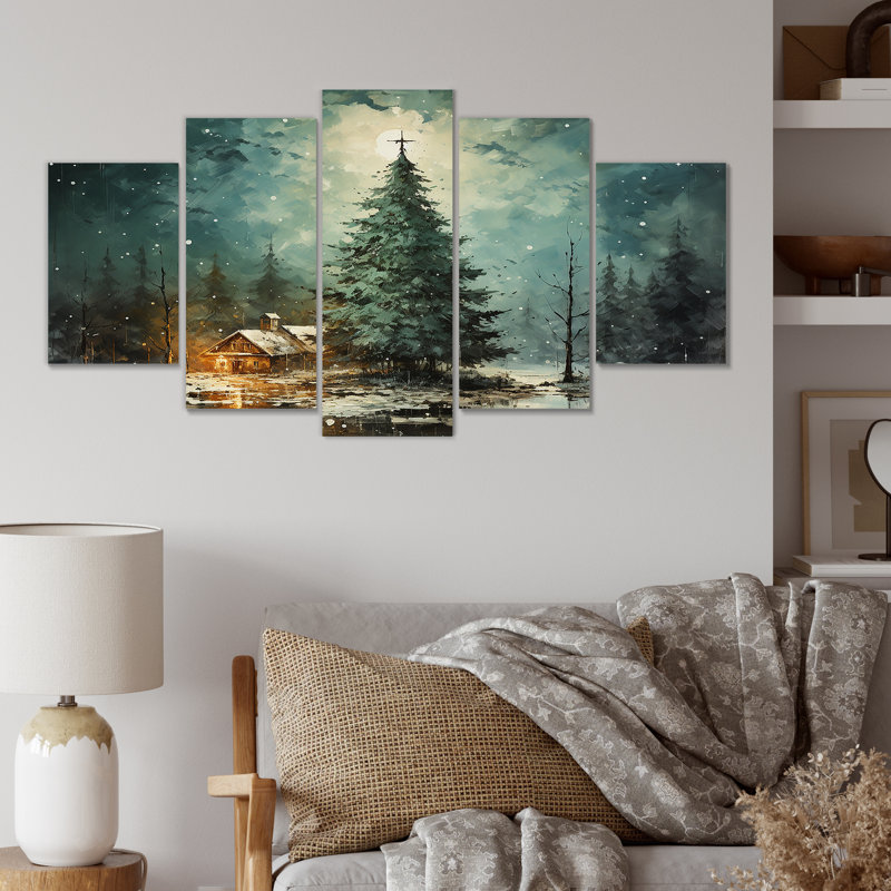 Minimalisme, arbre de Noël forêt I - arbre pin, art mural multipanel