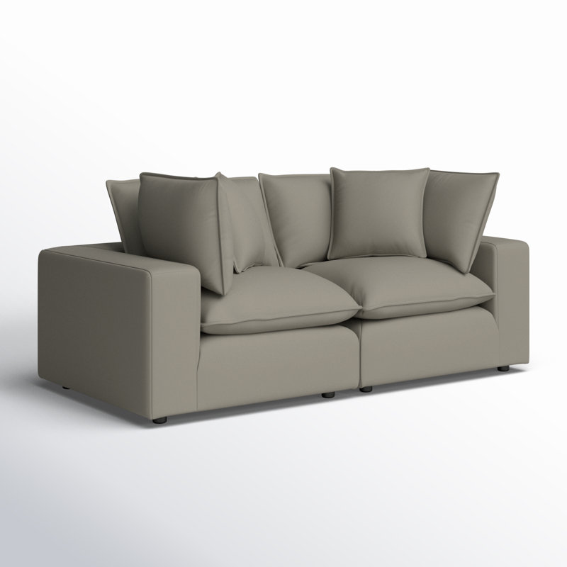 Ellaria 80.4" Square Arm Modular Loveseat with Reversible Cushions, Slate Polyester Blend