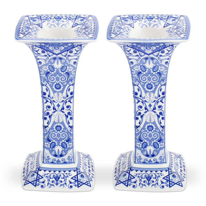 Spode Judaica Sabbath Candlesticks 7.5"