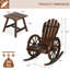 Ensemble bistro berçant 3 pièces en bois, ensemble de chaise berçante Adirondack d'extérieur avec 2 chaises berçantes rustiques et table d'appoint, ensemble de conversation en bois pour le jardin, conception à lattes, carbonisé