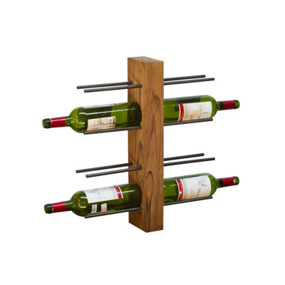 Winterville 8 Bottle Solid Wood Wall Mounted Wine Bottle Rack in Natural