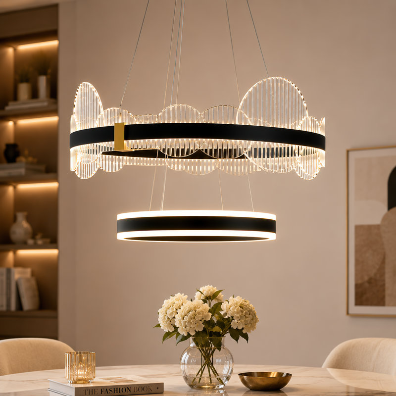 2-Light LED Tiered Circle Chandelier