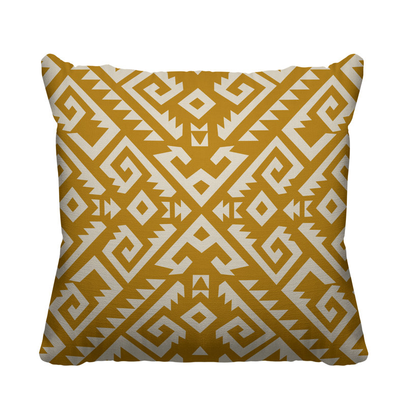 Coussin intérieur / extérieur Chitto Southwestern, L 19 po x H 19 po, Jaune