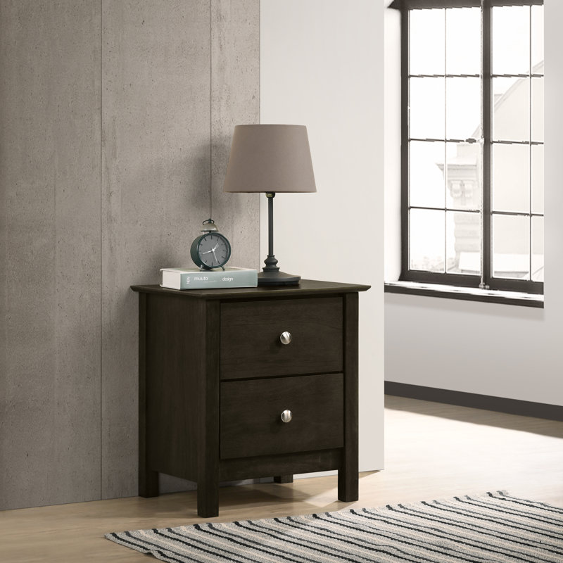 Table de chevet 2 tiroirs Rielyn, gris