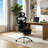 Ergonomic Mesh Office Chair with Massage Lumbar Pad, Adjustable Split Backrest, Multi-Directional Armrests & Retractable Footrest, Reclining Executive Desk Chair for Home Office