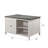Off-White And Dark Counter Height Dining Table With Storage Cabinet Base, Solid Wood, Ideal For Modern Farmhouse Decor