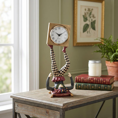 Eclectic Analog Resin Quartz movement / Crystal Tabletop Clock in Bronze