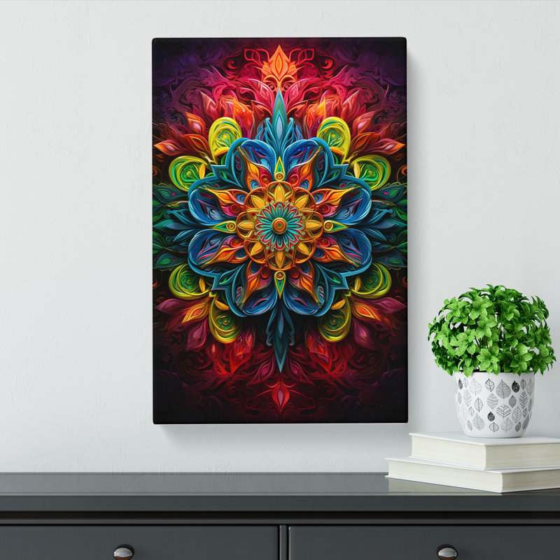 Mandala Neo-Plasticism Art No.2 - Wrapped Canvas, 60cm H x 40cm W x 3cm D