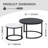  2 Piece Nesting Round Coffee Table Set, Composite Top & Black Metal Frame Living Room Decor