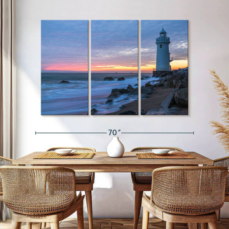 Lighthouse sunset landscape Aletra, H 42 po x l 65 po