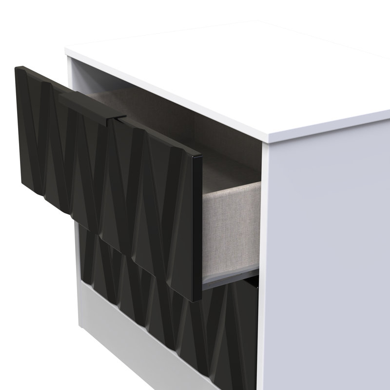Besmir 58cm W Manufactured Wood Bedside Table, Deep Black/White