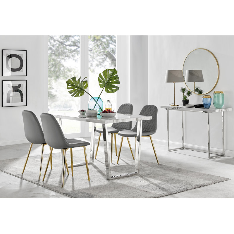 Ensemble repas pour quatre personnes, Gris/doré