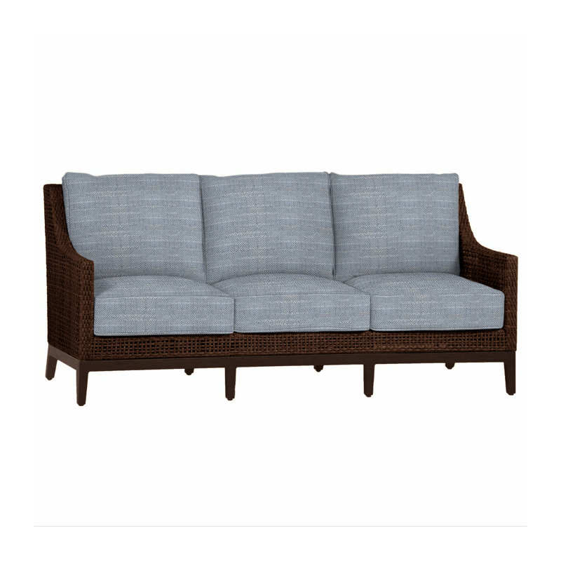 Canapé péninsule tissé - acajou / châtaignier, Pas de passepoil + bourre standard, Chambray Rollo, Acajou / châtaignier