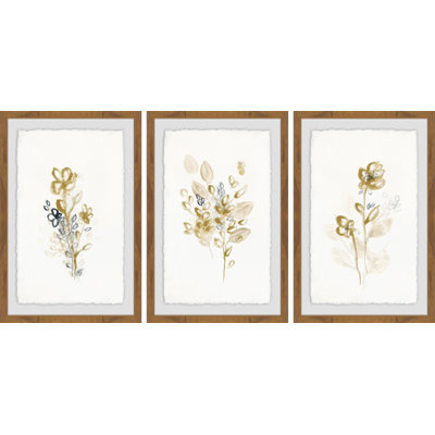 « bronze jets iv », ensemble de 3 reproductions de peintures à l’acrylique encadrées