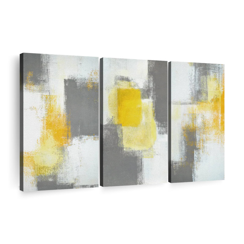 Pop of Yellow Abstract V, reproduction d'art sur toile, H 24 po x l 38 po x P 1,25 po