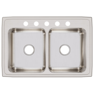 Lustertone 33" L x 22" W Double Basin Drop-In Kitchen Sink