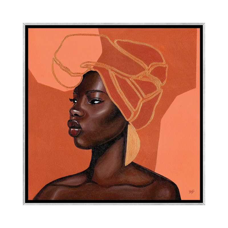 « Adah » par Bria Nicole-impression d’art graphique, Pas de tapis, H 18 po x l 18 po x 1,5 po, Toile avec cadre argenté