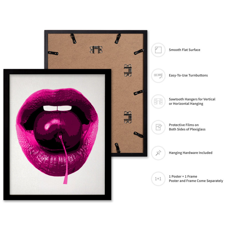 Rose cerise, Cadre noir, Affiche, H 16 po x l 20 po