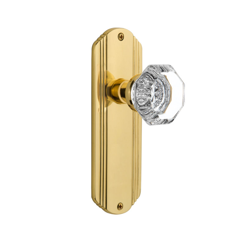 Deco Plate with Waldorf Door Knob, Polished Brass, 2-3/8”