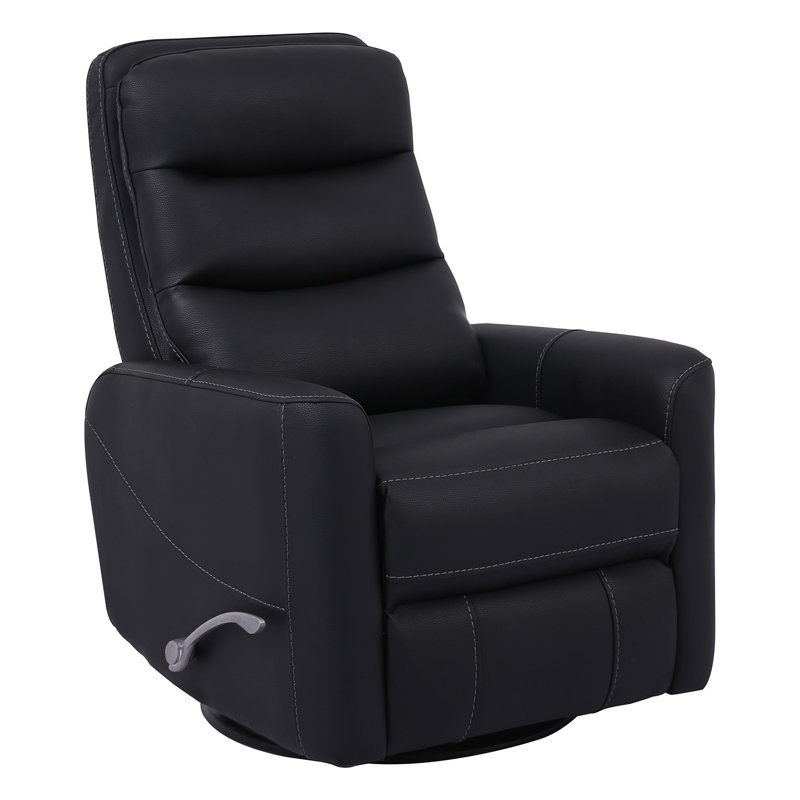 Casarez 31" Upholstered Manual Swivel Glider Recliner with Recessed Arms, Black, Manual