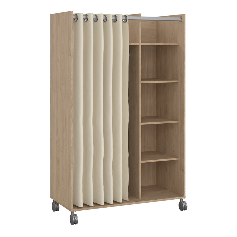 Mathian 1 Door Manufactured Wood Wardrobe, Oak/Beige