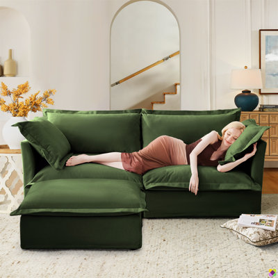 Crofford 83.4"W Modular Chenille RAF LAF Sectional, Ottoman