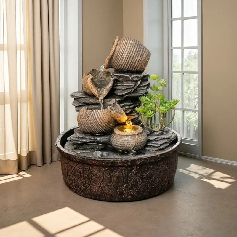 Three-Tier Tree-Shaped Resin Fountain,Indoor/Outdoor Decor for Home, Office, Patio